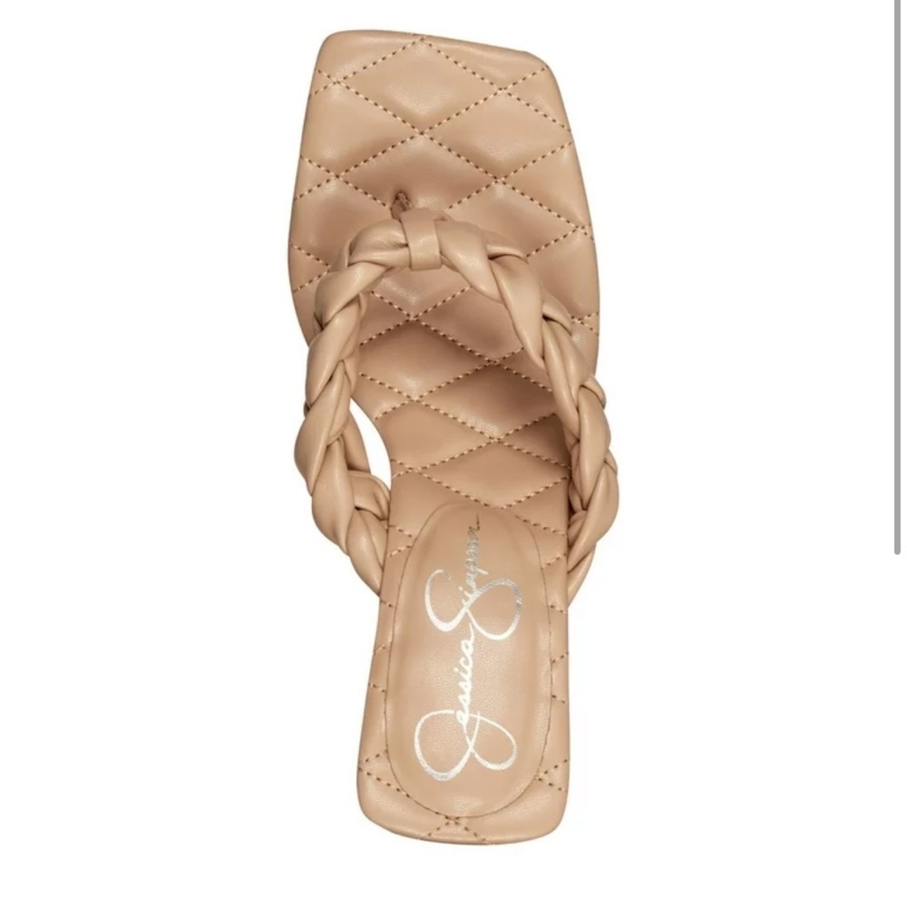 Jessica Simpson Nude Braided Square-Toe Slide Sandal